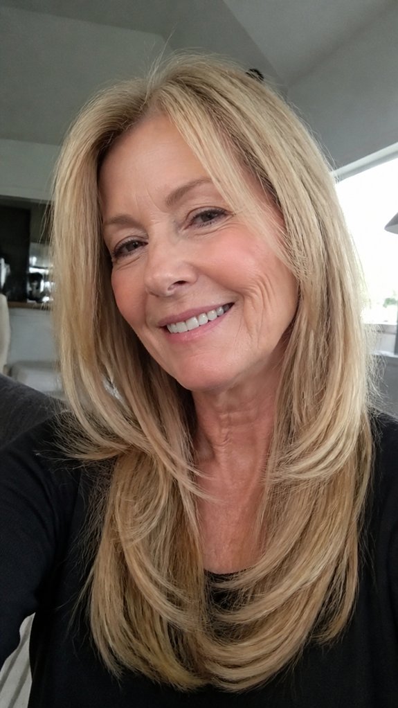 long lifted feathered layered hair