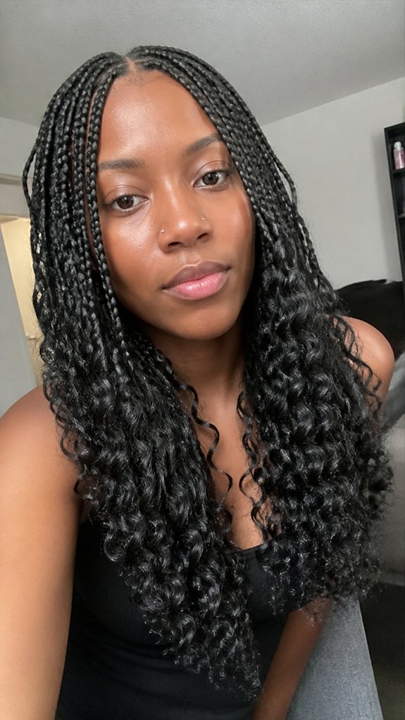 long milano knotless curl braids