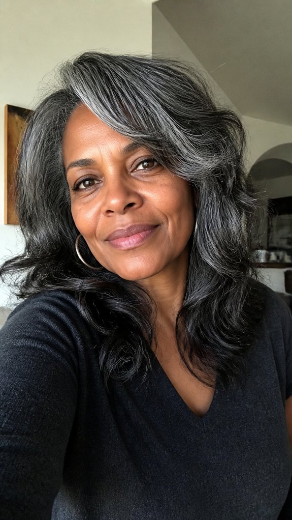 long shag with textured bangs