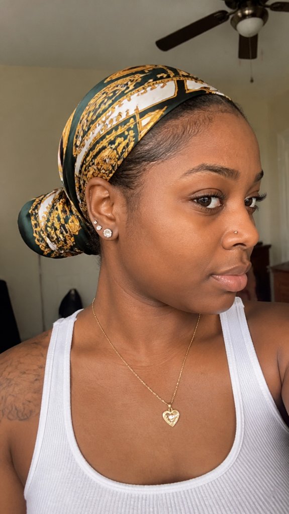 low bun headscarf tie down