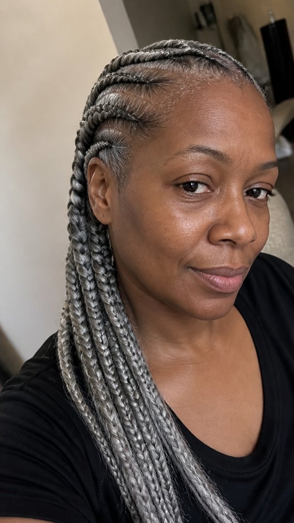 low tension gray feed in braids