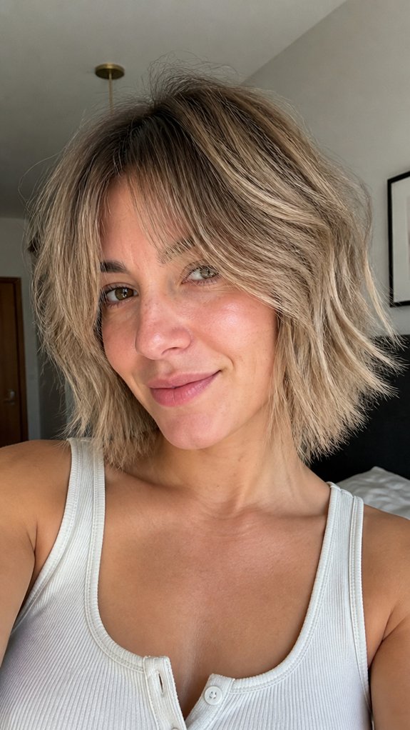 micro shaggy textured bob