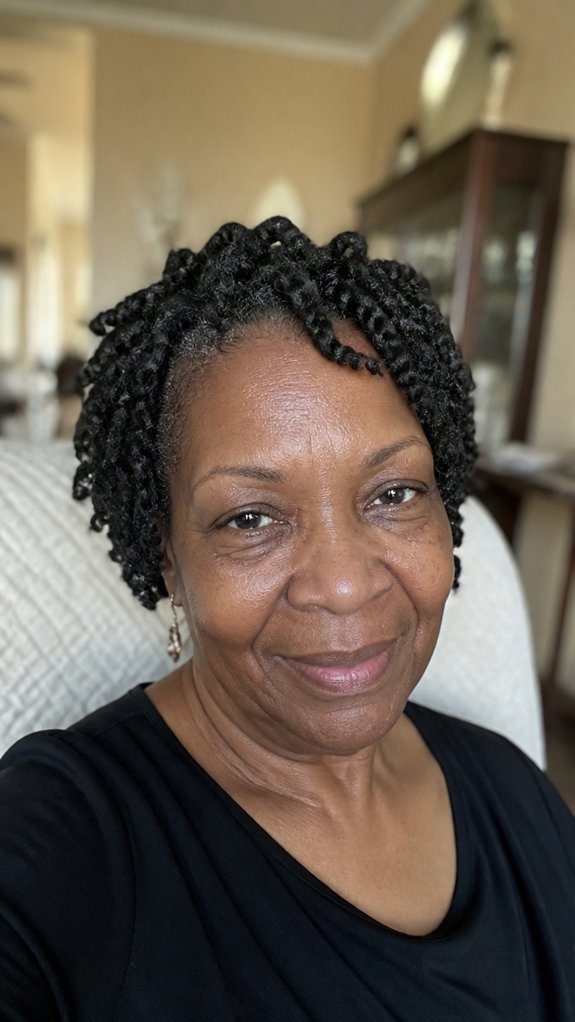 moisturized short twisted protective style