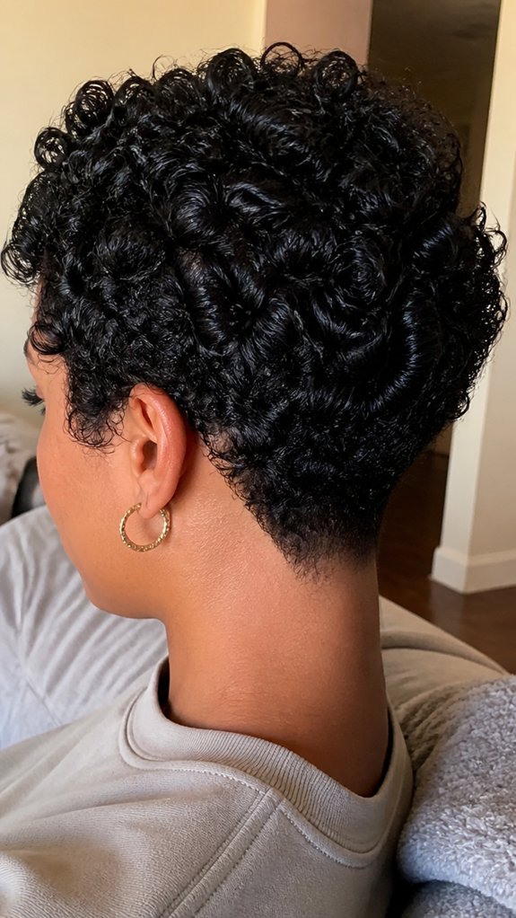 nape tapered sleek curly finish