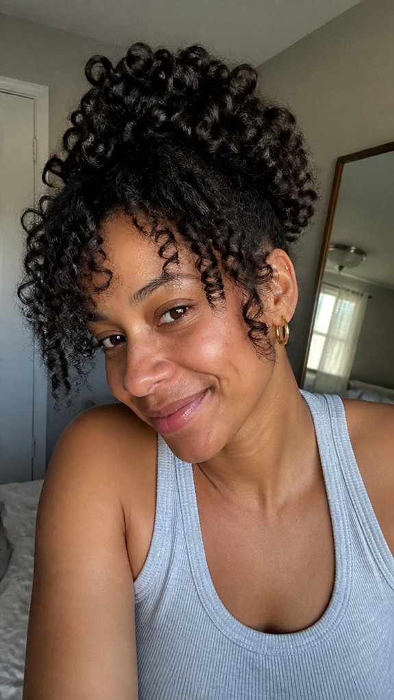 pineapple updo preserves curls
