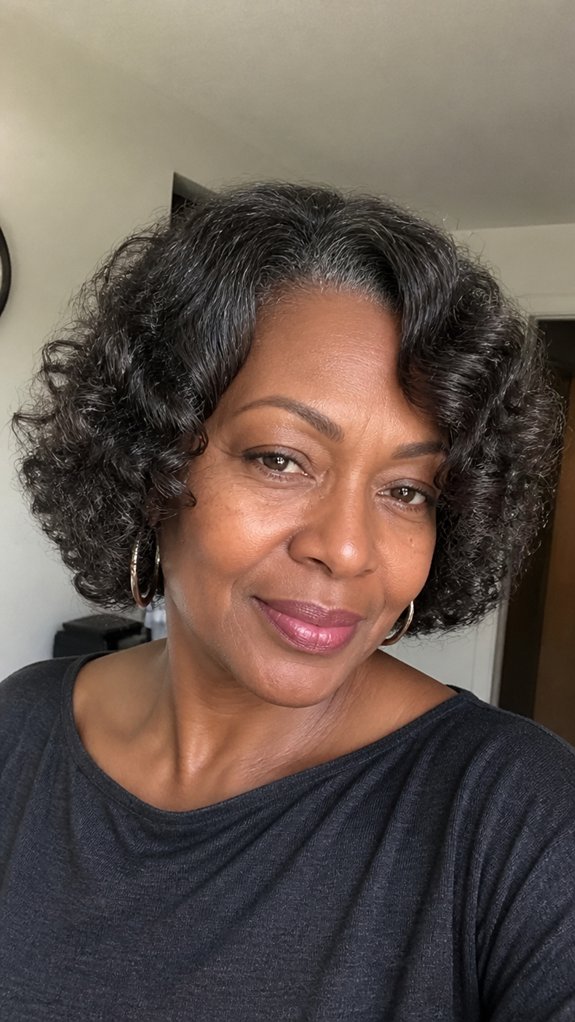 rounded shoulder length curly lob