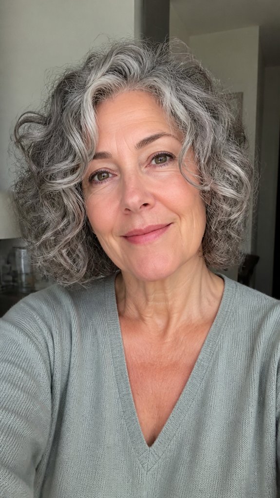 salt and pepper curly bob