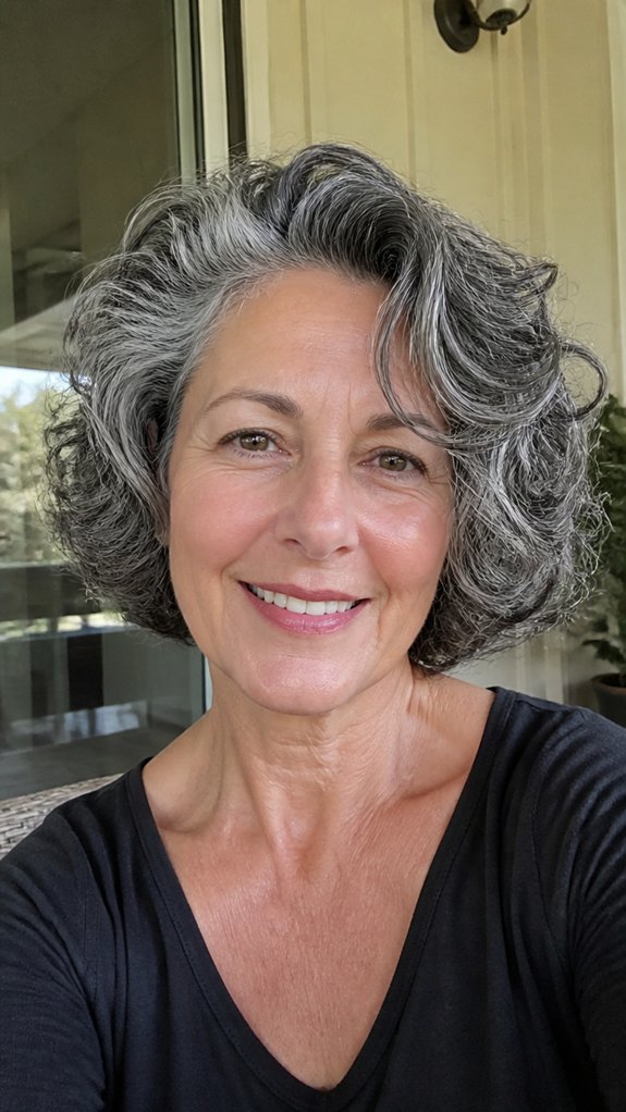 salt and pepper curly bob