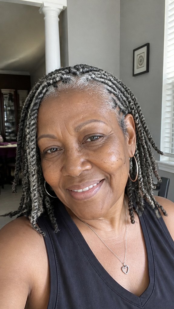 satin protected silver twist locs