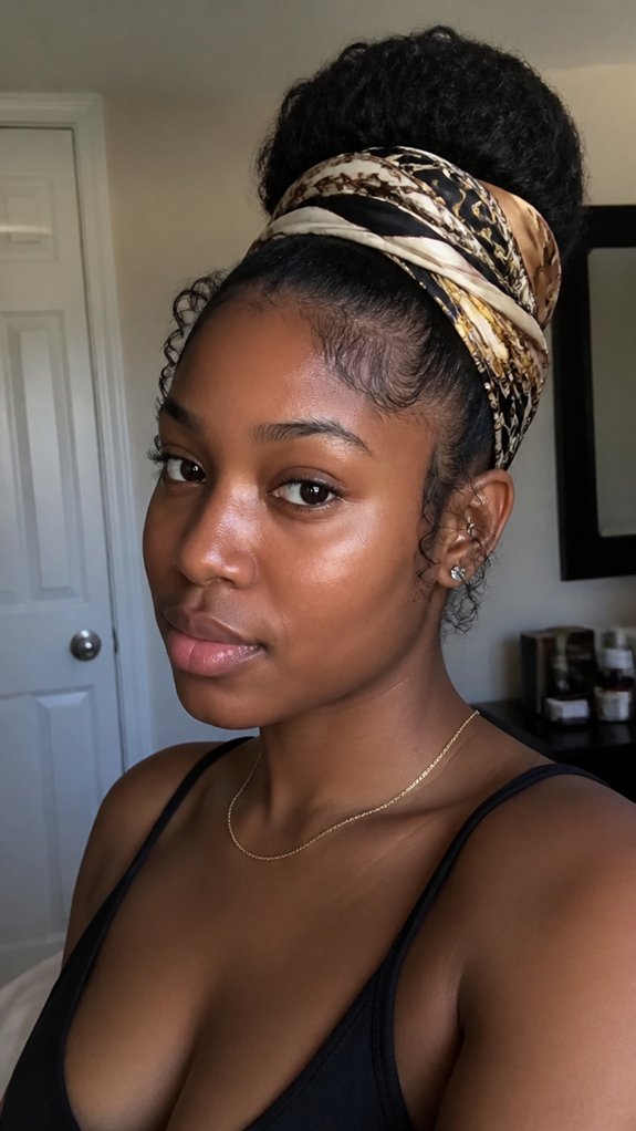 scarf bun for coily hair