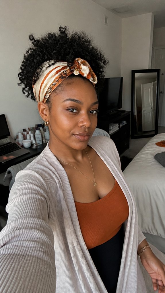 scarf hairstyle outfit coordination