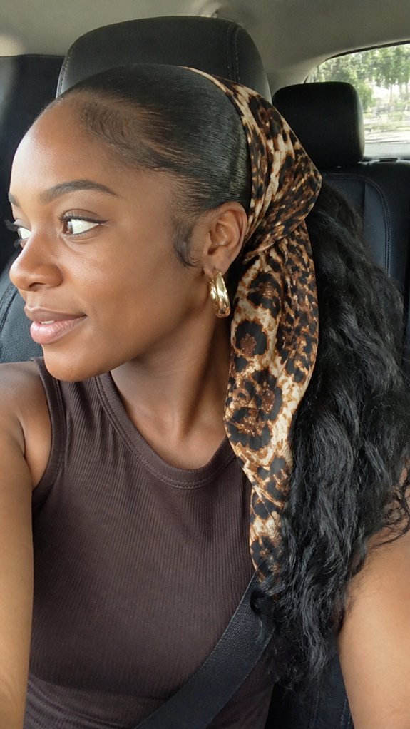 scarf wrapped ponytail for volume