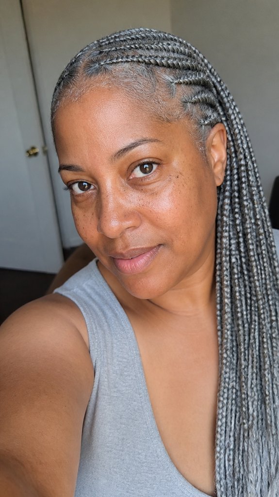 seamless silvery feed in braids