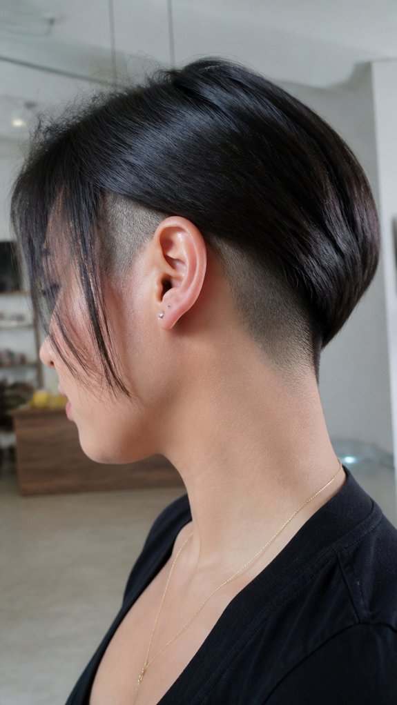 shaved underlayer sleek bob