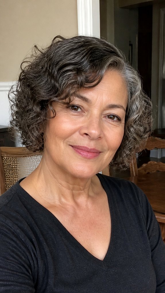 short curly bob sleek part