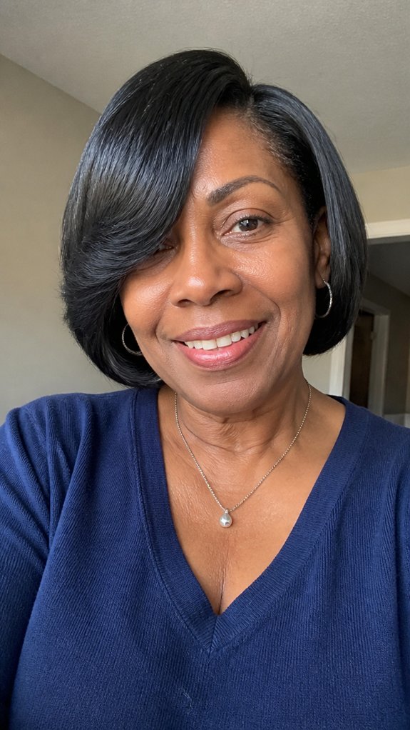 side part bob with face framing