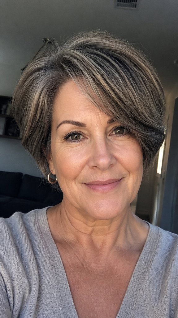side parted asymmetrical layered sweep