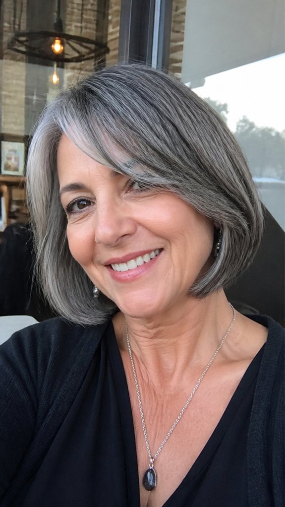 side swept textured bob framing
