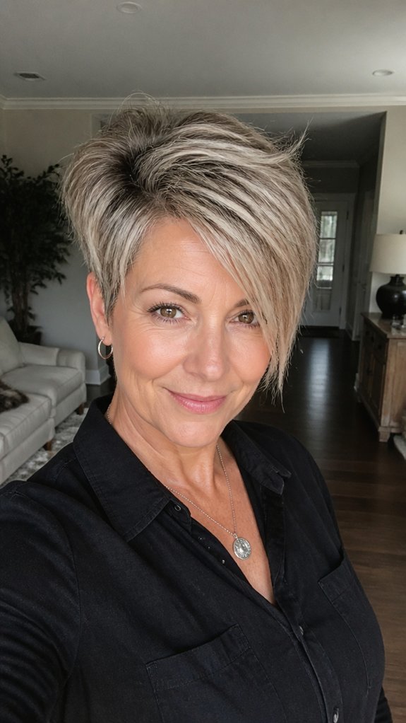 side swept voluminous pixie styling