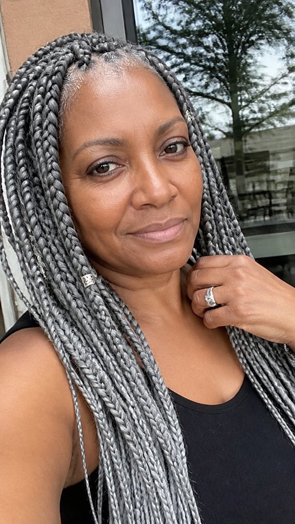 silver accented gray braided elegance