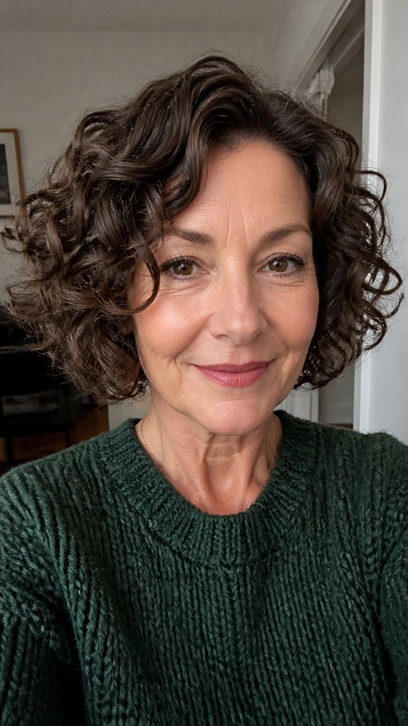 sleek but curly polished bob