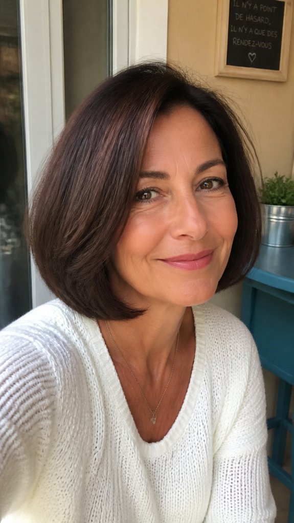 sleek chin length blunt bob