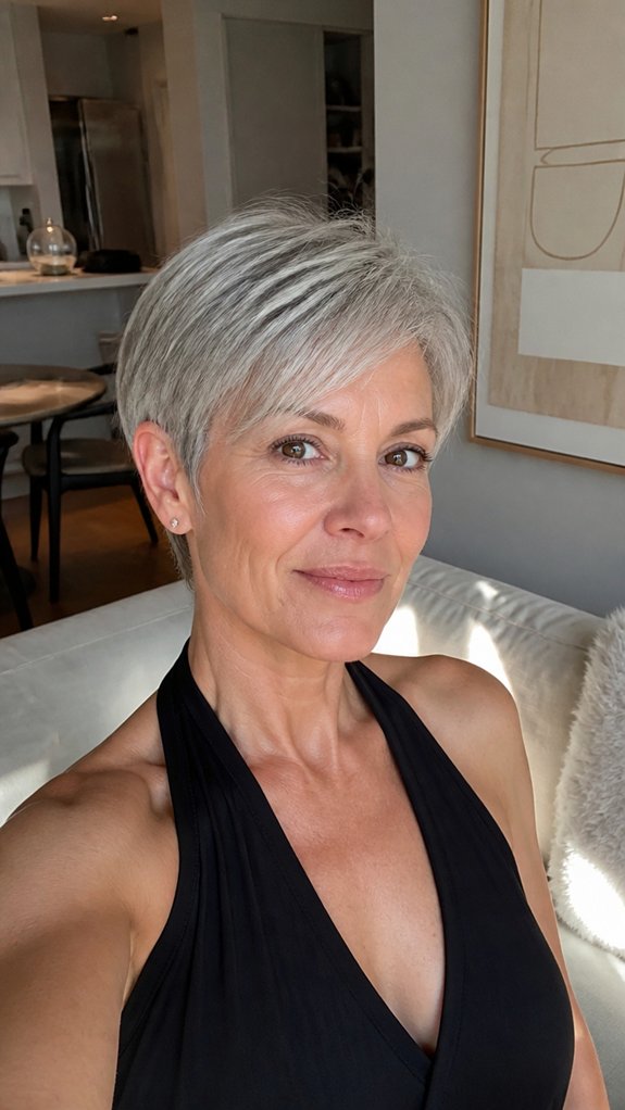 sleek cropped pixie haircut