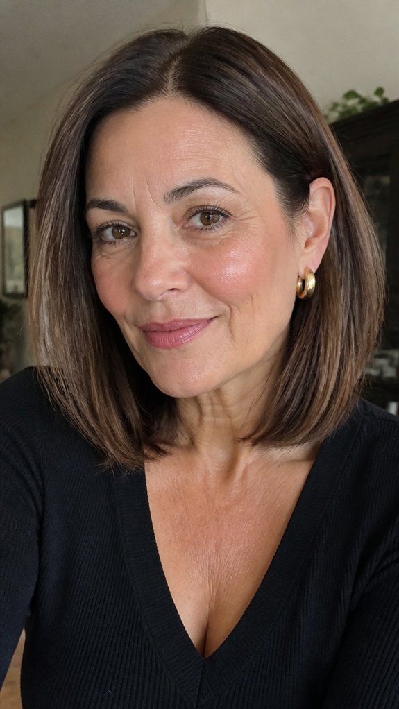 sleek glassy collarbone lob