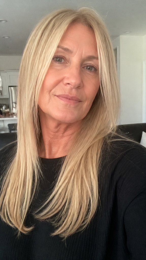 sleek layered long hair