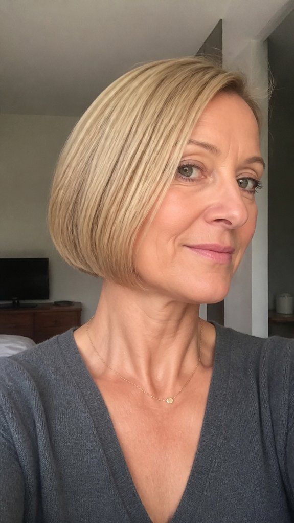 sleek low maintenance shiny bob