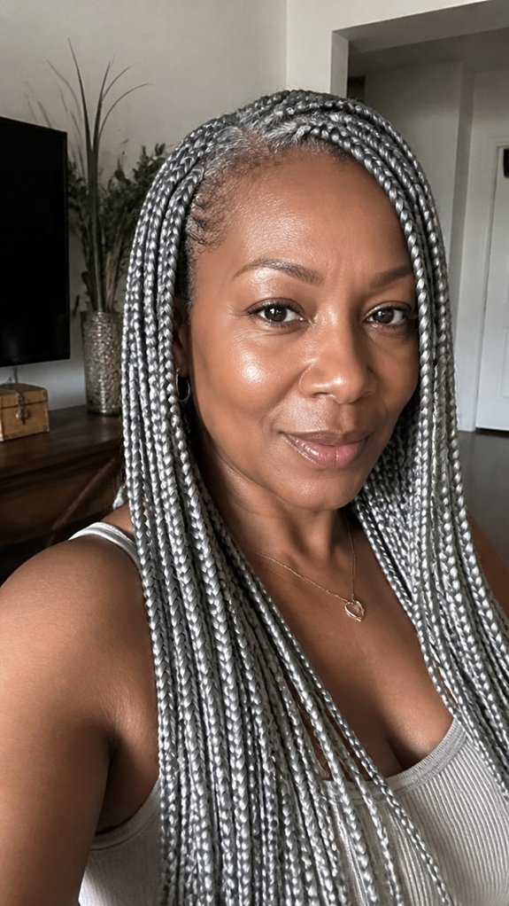 sleek low maintenance silver braids