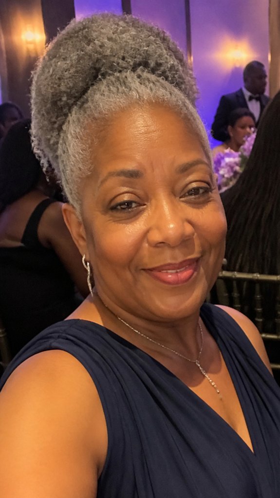 sleek protective gray chignon