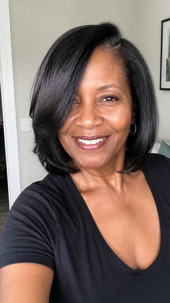 sleek side part blowout polish