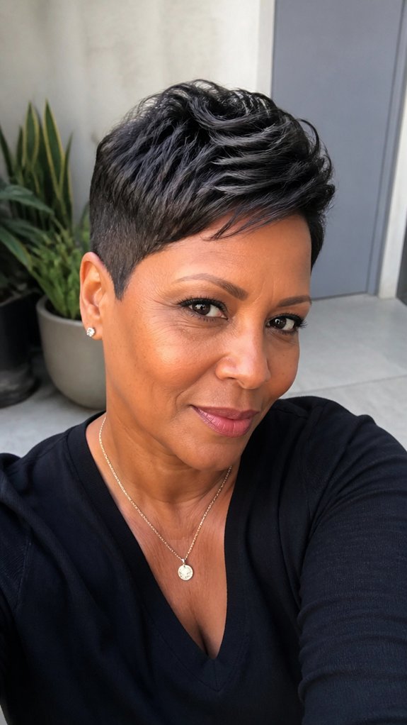 sleek tapered pixie style