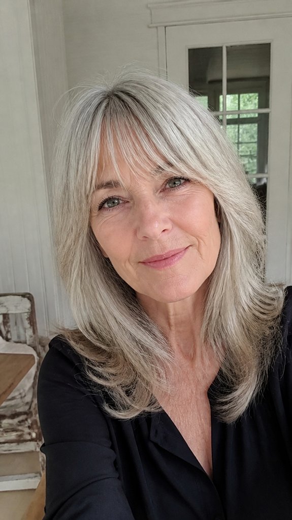 soft blended french bangs