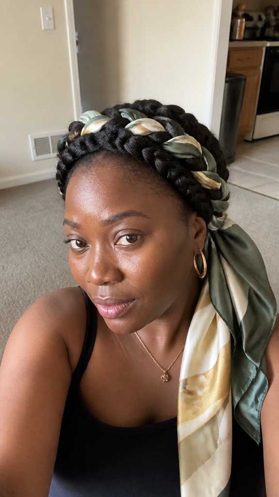 soft braided crown with scarf