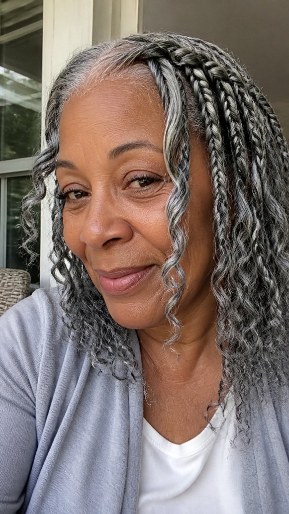 soft cascading gray waterfall braids