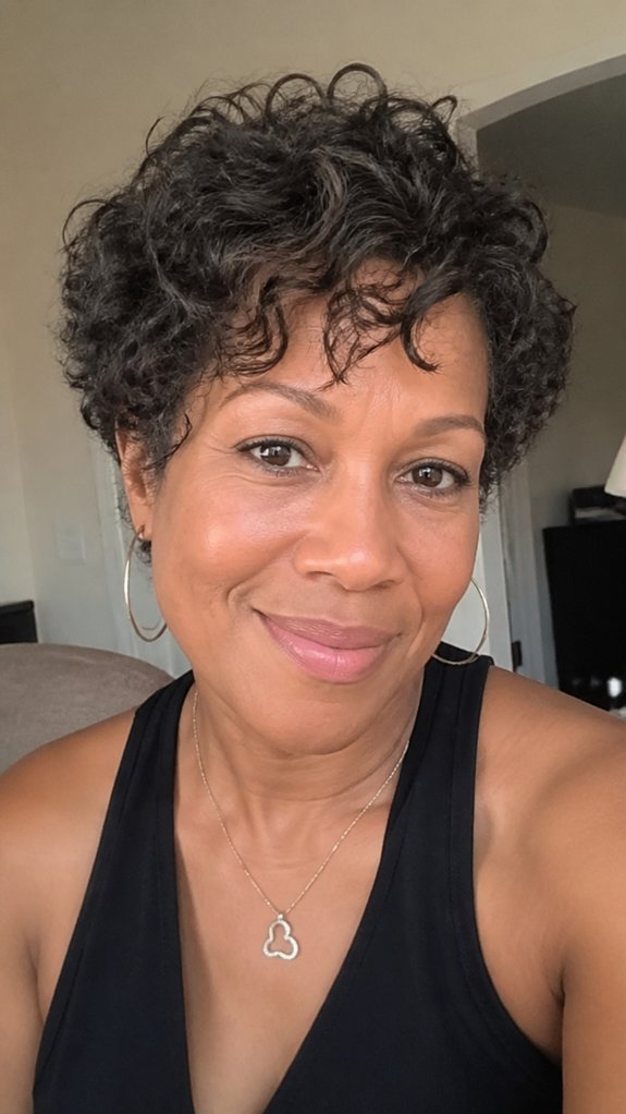 soft face framing curly pixie