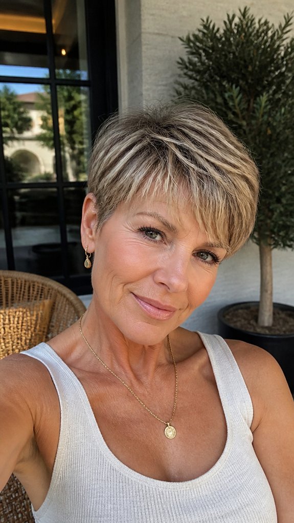 soft layered face framing pixie
