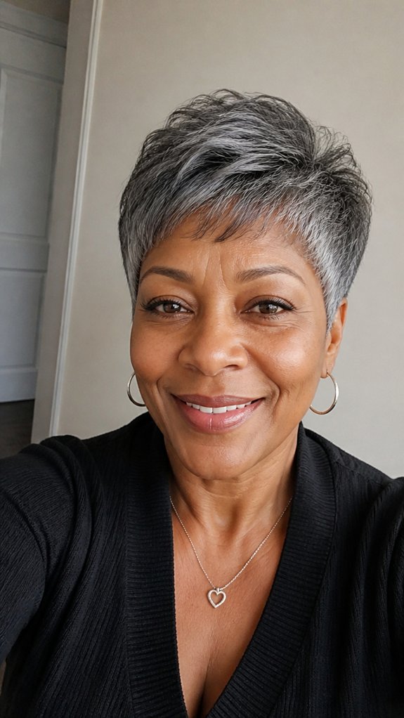 soft layered gray pixie