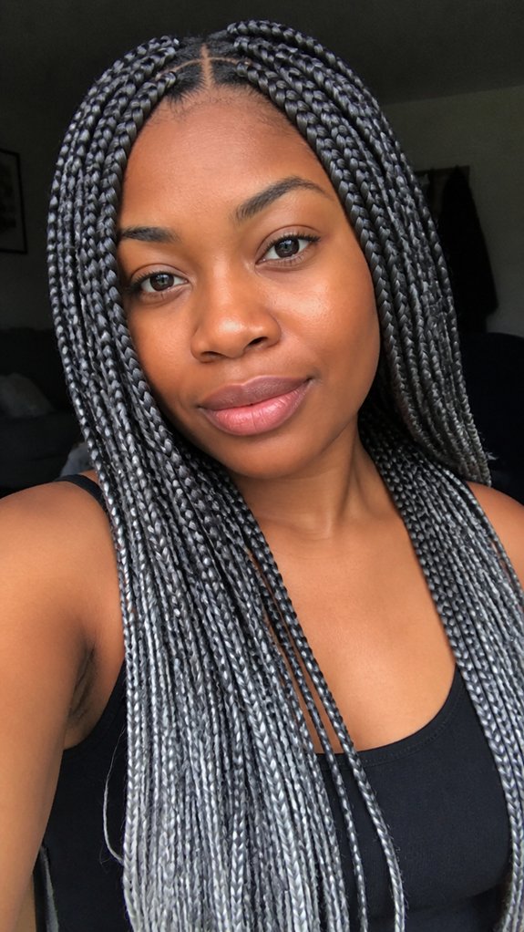 soft steel gray box braids