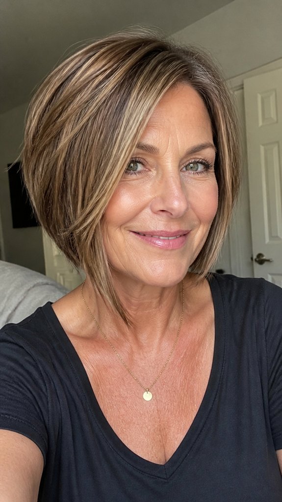 stacked angled bob highlights
