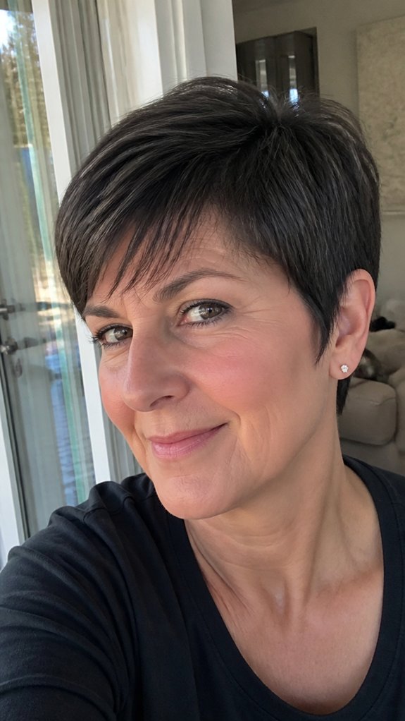 straight pixie with micro layers