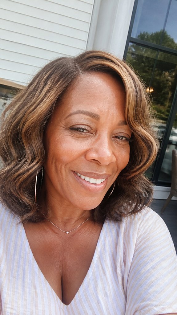 sun kissed caramel face framing