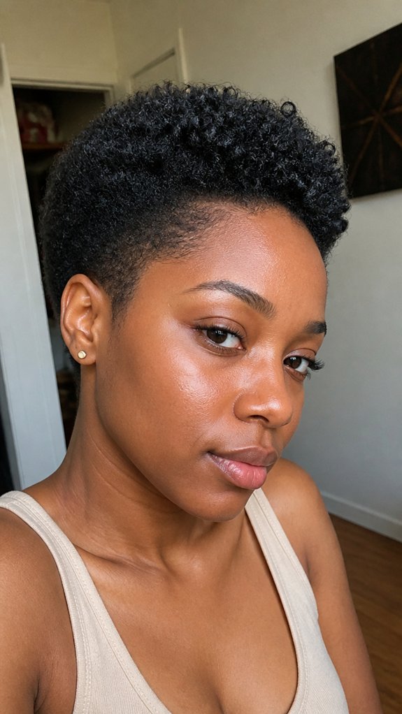 tapered afro with sculpted edges