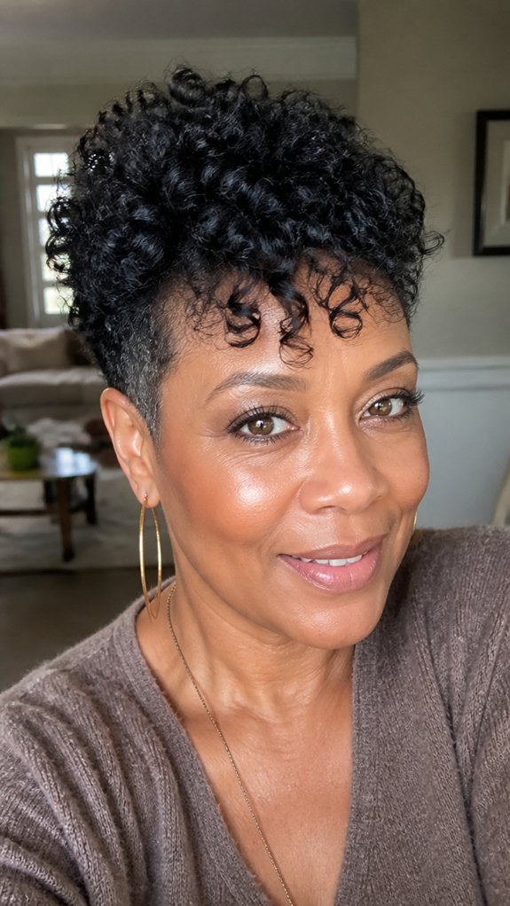 tapered asymmetrical curly pixie