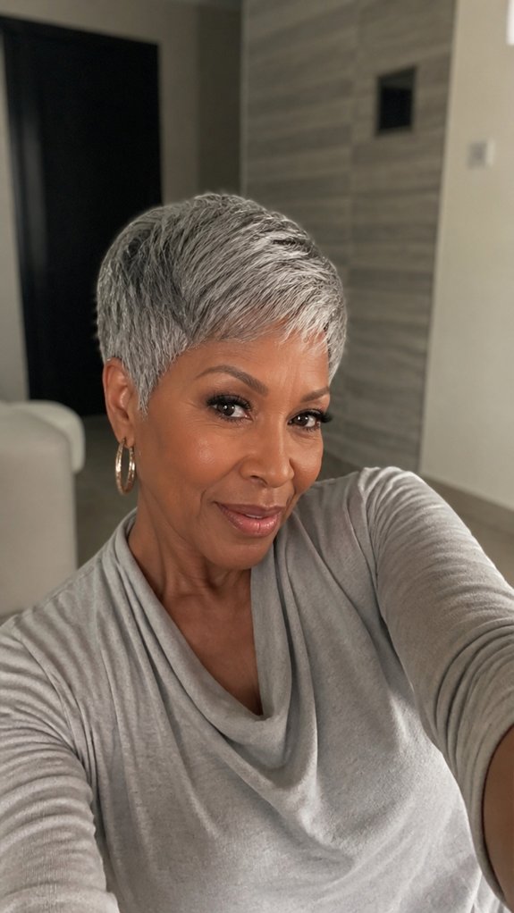 tapered nape gray pixie