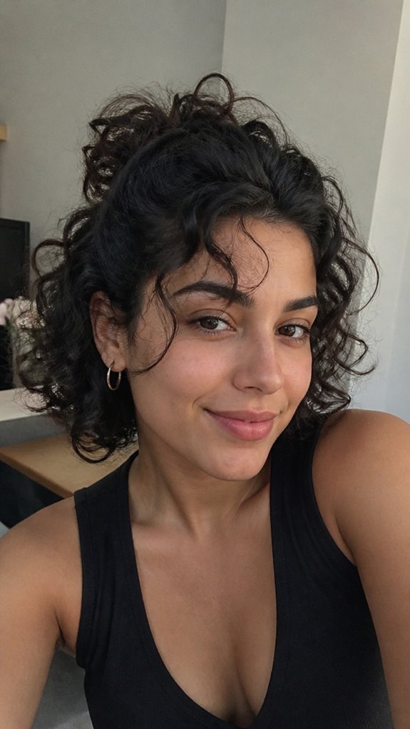 textured boho half up curls