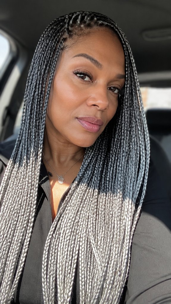 tightly parted sleek sealed braids