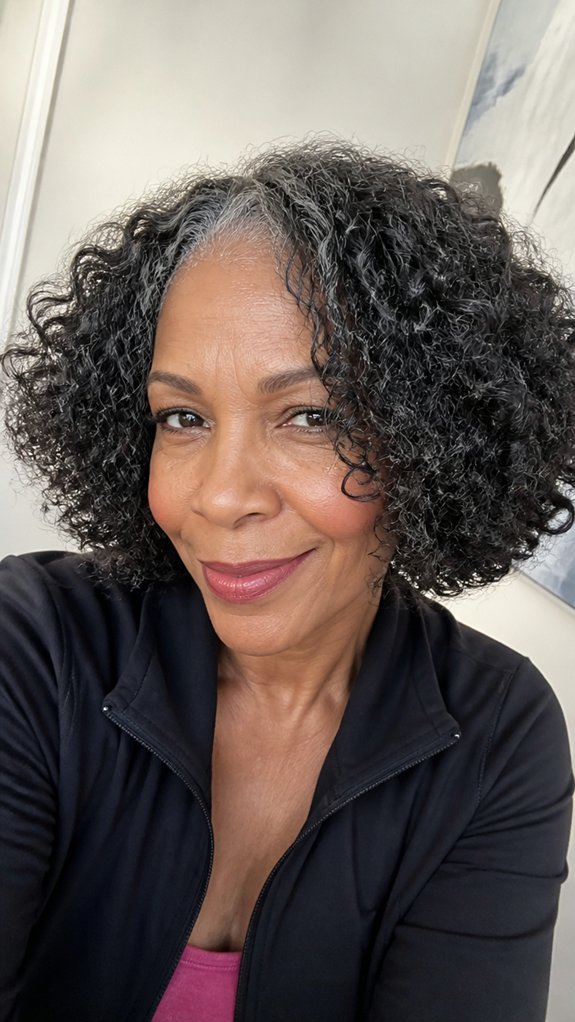 voluminous chin length defined curls